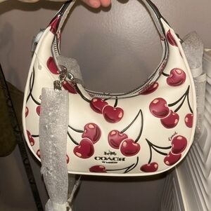 NEW Coach Carmen Mini Crossbody With Cherry Print Chalk Multi Bag Hobo